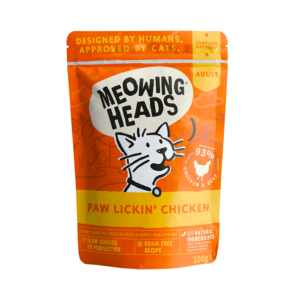 Meowing Heads - Paw Lickin' Chicken Wet Cat Food - 10x100g