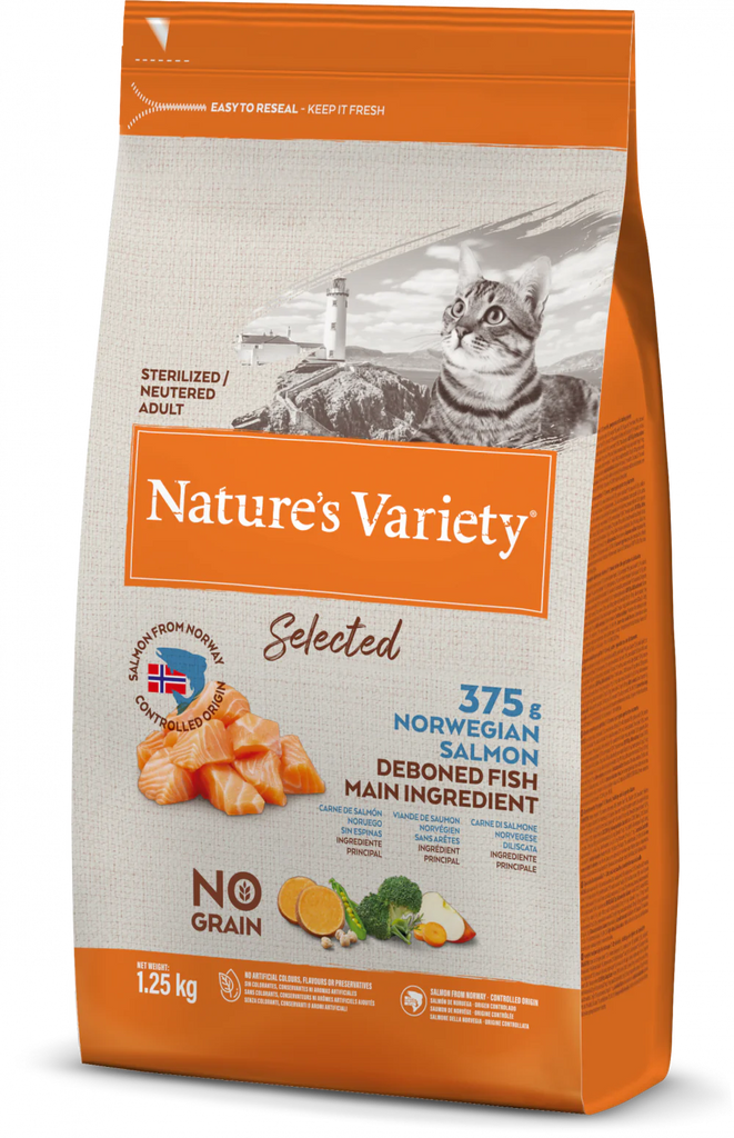 Nature's Variety - Selected Dry Norwegian Salmon - Adult Cat Food - 1.25kg